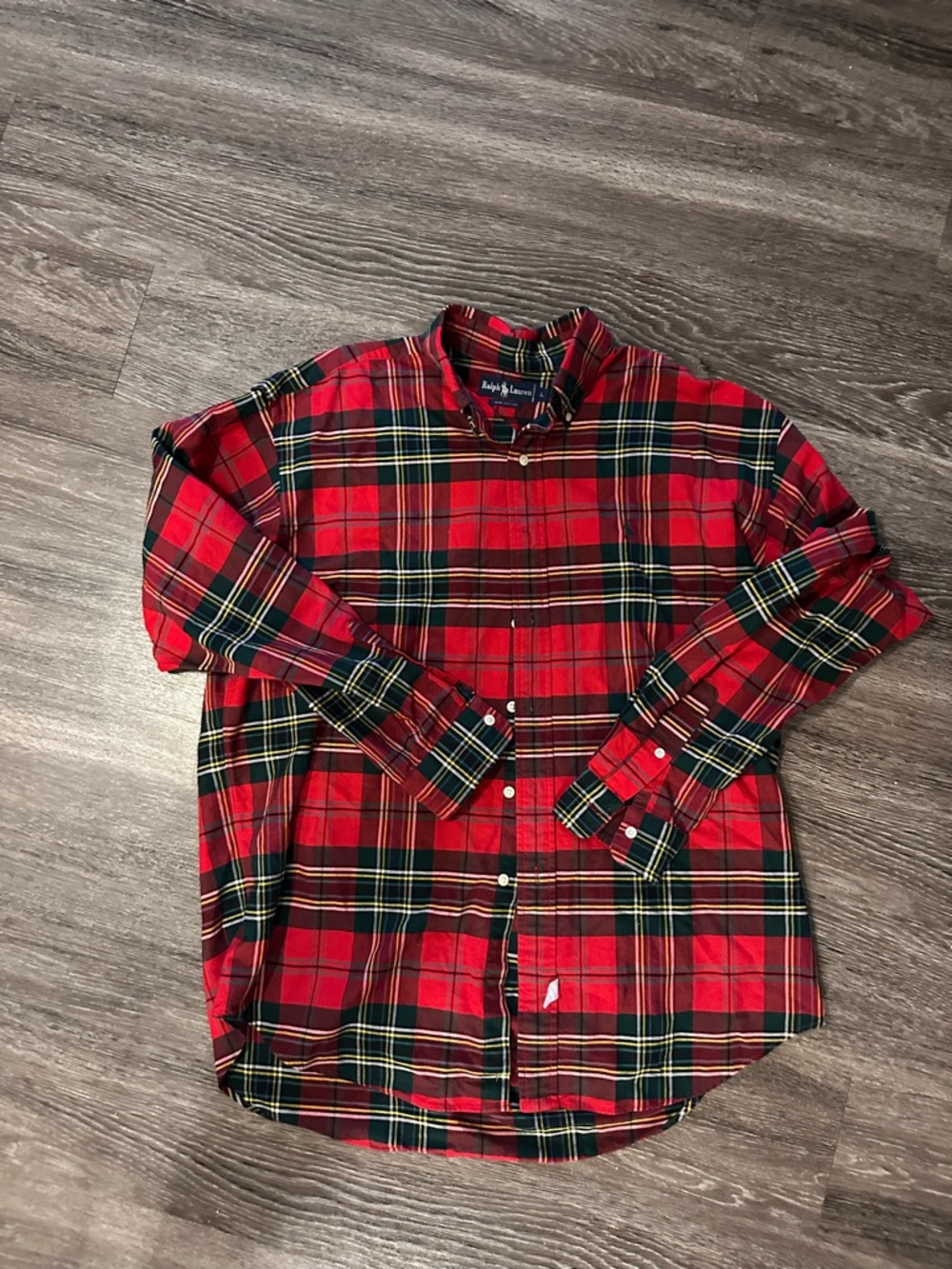 Polo Ralph Lauren Red Plaid Cotton Long Sleeve Button-Up Shirt L Men’s flannel - Picture 2 of 6